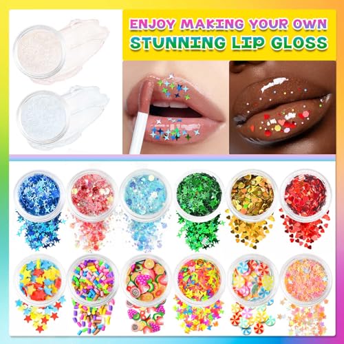 Jcoos Lip Gloss Making Kit, 73PCS Fun Make Your Own Lip Gloss Kit Kids, Beginner, Lipgloss Sets for Girls, DIY Lipstick Set, Moisturizing Lip Oil Base, Gifts for Tween Girls, Teens, Daughters, Women