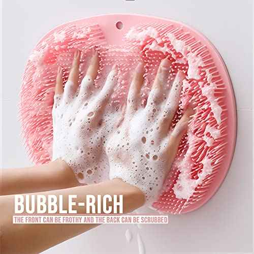 Shower Foot Scrubber Mat with Non-Slip Suction Cups, Foot Back Cleaning Pad Back Washer Exfoliating Bath Wash Pad, Wall Mounted Slip Suction Cups for Use in Cleaner Men and Women (Blue)