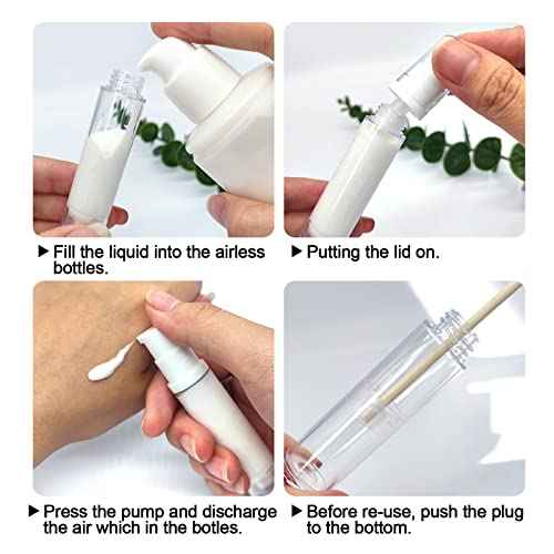 BlingKingdom 3pcs 10Ml Empty Airless Pump Bottle Refillable Clear Travel Lotion Pump Containers Vacuum Cosmetic Container Vacuum Press Pump Bottles for DIY Foundation, Gel, Essence, Moisturiser