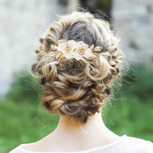 2 PACK Flower Wedding Hair Comb for Bride, Gold Leaf Wedding Hair Piece Floral Hair Accessories for Women and Girls