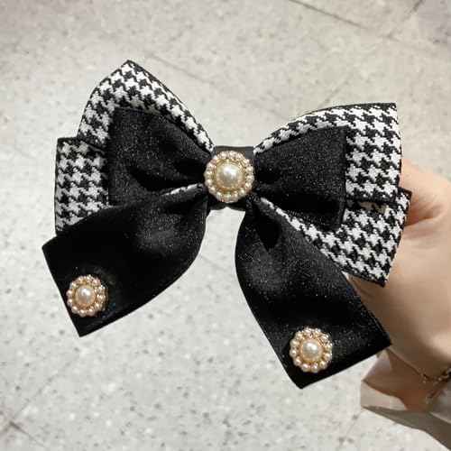 2PCS Checkered Bow Hair Clips for Women Girls, Cute Bow Hair Clips, Black Checkered to School Outfit, Wedding Party Hair Accessories