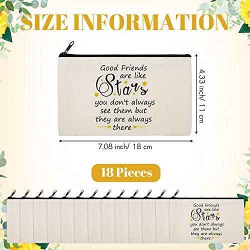 18 Pieces Friendship Gifts for Women Good Friends Are Like Stars Cosmetic Bags Birthday Christmas Gifts for Friends Roommate, BFF, Female, Lady, Travel Toiletry Organizer Makeup Pouch with Zipper