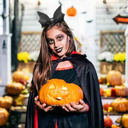 SAFIGLE Sequin Halloween Bat Headband: Black Bat Wing Hair Band Large Bow Hair Accessories for Women Girls for Costume Parties and Festive Celebrations Halloween Party Supplies