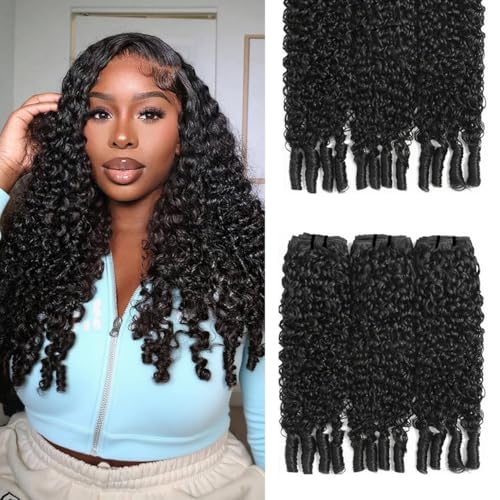 Burmese Curly Bundles Human Hair 16 18 20 Inch 3 Bundles 3C4A Water Wave Human Hair Wet and Wavy 100% Unprocessed Brazilian Virgin Hair Bundles Quick Weave for Women Natural Black