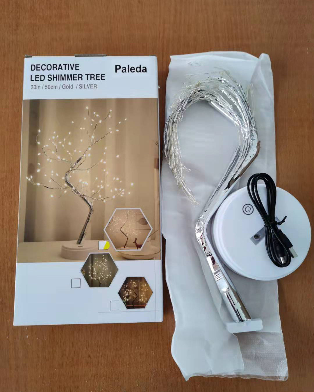 LED Fire Tree Night Light - Decorative Firefly Branch with Plum Shape