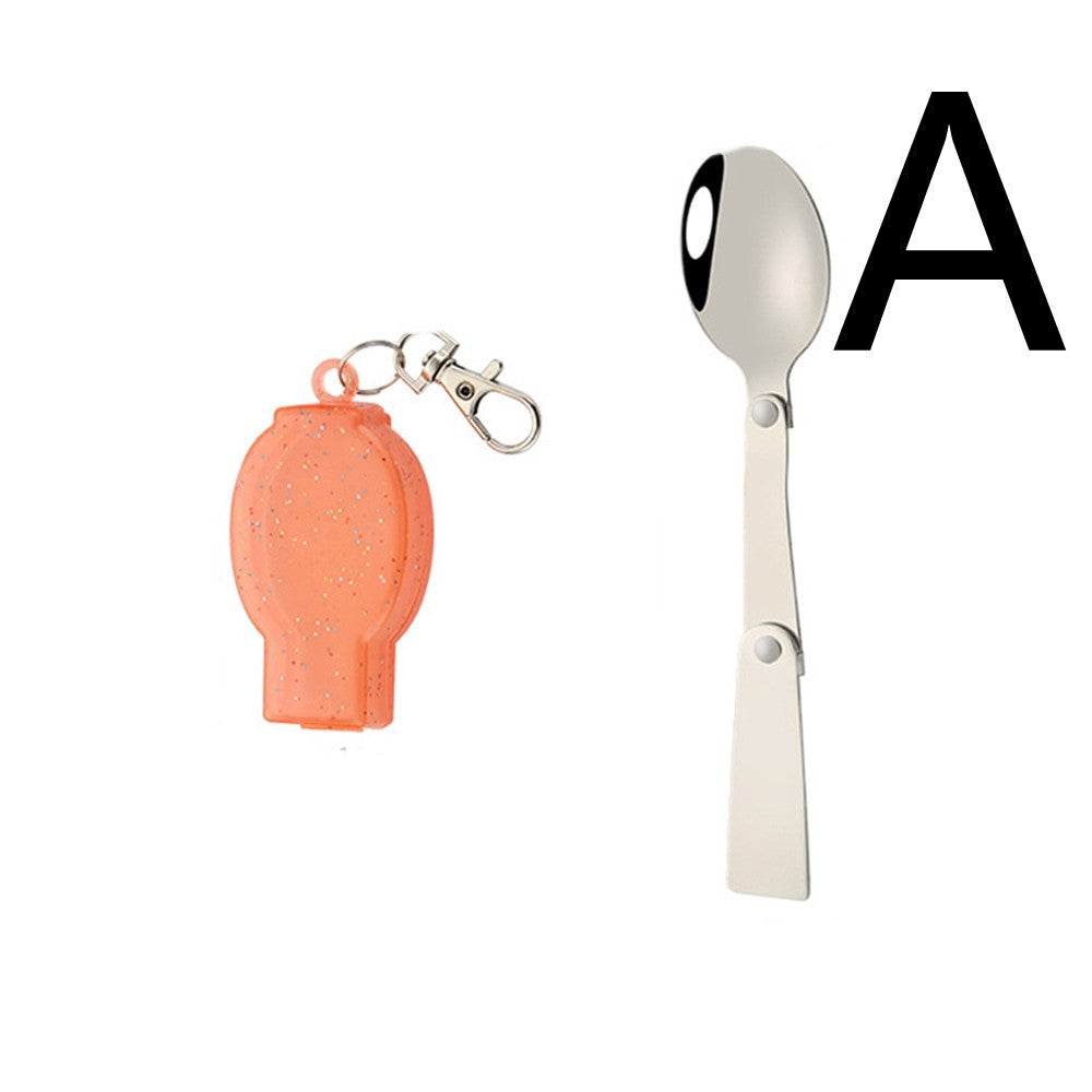 Stainless Steel Outdoor Folding Cutlery Set - Portable Spoon and Fork with Storage Box