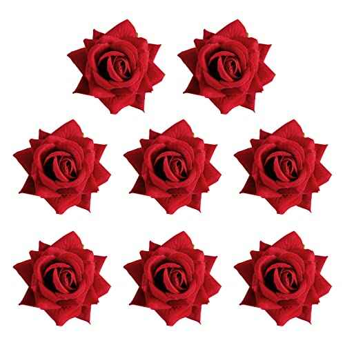 8 Pcs Rose Hair Clip Flower Hairpin Floral Clips, 2.75" Rose Flowers Mexican Hair Flowers Pin up Headpieces for Woman Girl Halloween Wedding Party Valentine Mother's Day Gift (Red)