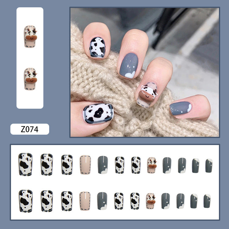 Cow Nail Art Patches 24pcs Nail Stickers for Manicure & Nail Design