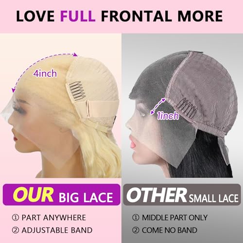 613 13x4 Lace Front Wig Human Hair 200 Density 22 Inch Body Wave Blonde HD Lace Front Wigs Human Hair Pre Plucked with Melted Hairline Tiny Knots Soft Texture Tangle Free Shedding Free Triple Lifespan