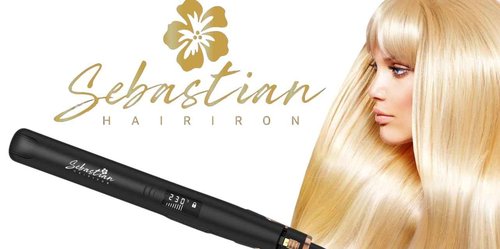 Flat Iron Hair Straightener and Curler 2-in-1 – Ceramic & Titanium Slim Plates – Dual Voltage – Professional Anti-Frizz Styling Tool – Sebastian Hair Iron
