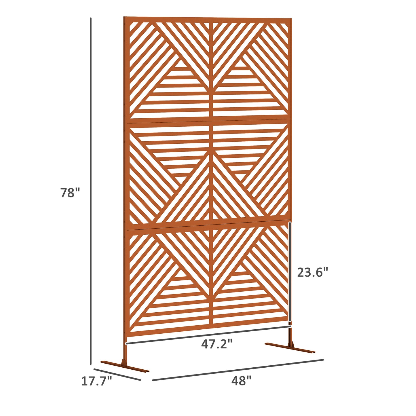 Outdoor Privacy Screen with Trellis - Brown Rhombus Design
