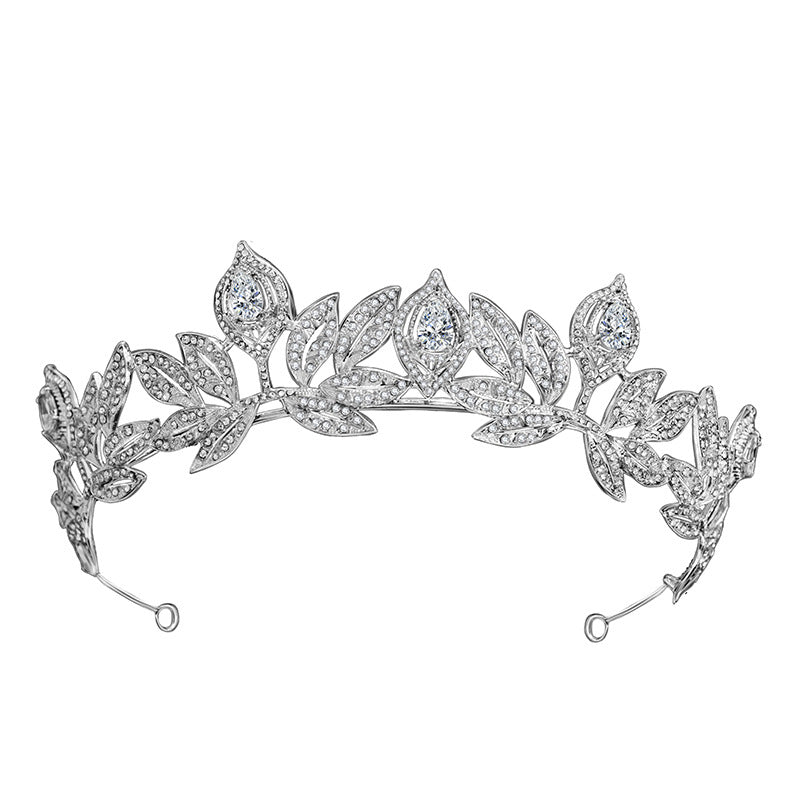 Silver Zircon Bride Crown Headdress