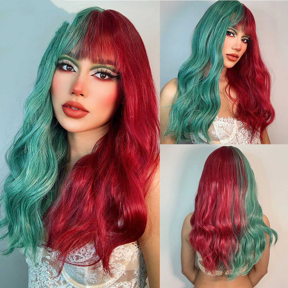 European & American Style Long Curly Wig with Bangs - Multiple Colors