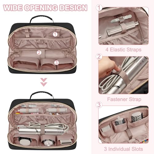 Fasrom Travel Carrying Case Compatible with Shark Flexstyle Hair Dryer, Hair Tool Organizer Bag Compatible with Dyson Airwrap and Straightener, Black