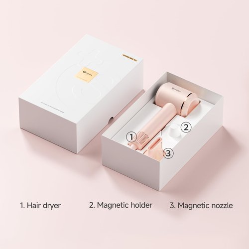 SIMPLUS Hair Dryer, 160,000 RPM High-Speed Brushless Motor Blow Dryer for Fast Drying, 400 Million Negative Ions Hair Dryers for Women, Low Noise, Lightweight, Professional Hairdryer with Nozzle, Pink