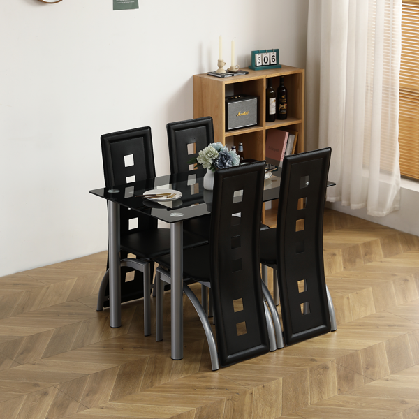 110cm Tempered Glass Dining Table with Stainless Steel Frame
