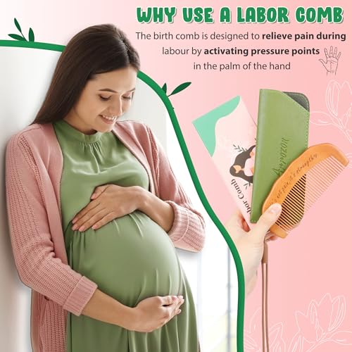 Arrozon Birth Comb for Women Labor, Wooden Labor comb Natural Labor and Delivery Essentials, Birthing Combs Hospital Bag Must Haves for Pregnant Women, Wood Comb Labor Gifts for Moms
