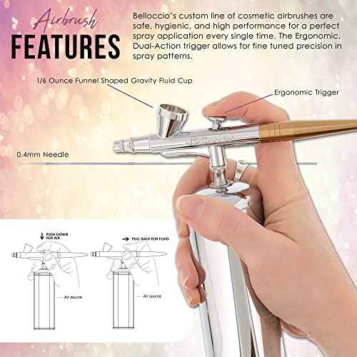 Belloccio Cordless Handheld Airbrushing Makeup System Only - 15 to 30 PSI, Rechargeable, Multiple Uses Cakes, Hobby, Art, Crafts