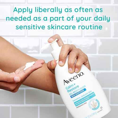 Aveeno Calm + Restore Body Moisturizer Gel for Sensitive Skin, Lightweight Moisturizer to Help Heal Dry Skin with Aloe Vera, Prebiotic Oat and Pro-Vitamin B5, Fragrance Free, 12 OZ