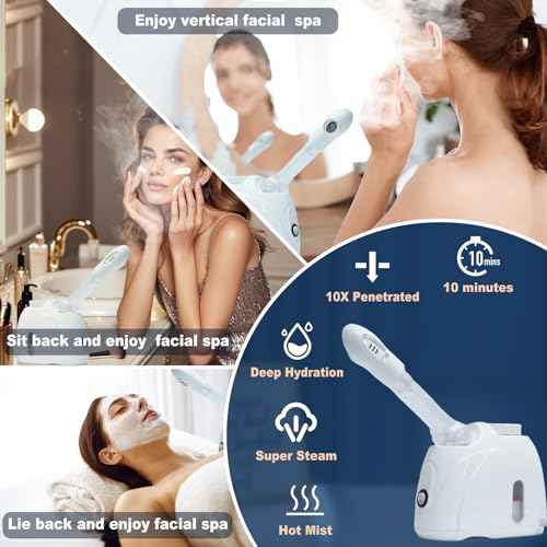 Facial Steamer Nanometer Fine Mist Face Steamer for Facial Deep Cleaning, 360¡ÆCan Rotate The Arm£¬10 Minute Home Facial Spa Mist, Design for Personal Care Use at Home Or Salon Barber