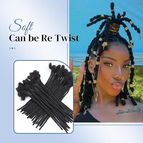 12 inch Loc Extensions Human Hair, 50 Strands Permanent Dreadlock Extension Human Hair 0.4cm Width 100% Full Handmade Dreads Can Be Dyed and Bleached Curled dreads extensions (black to red)