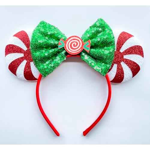 A Miaow Christmas Decoration Headpiece Candy Mouse Ears Headband Christmas Eve MM Butterfly Hair Hoop Park Women Adults Costume Photo Shoot (Candy)