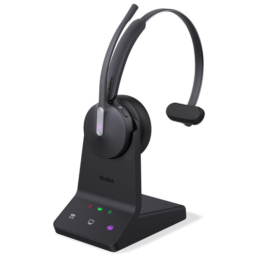 Yealink WH64 Mono Teams Wireless Headset, DECT & Bluetooth Dual-Mode 606 ft Range Headphones with 3X Mic, 26 Talk Time, Office Work Headset for Desk IP Phone, PC,Cell Phone