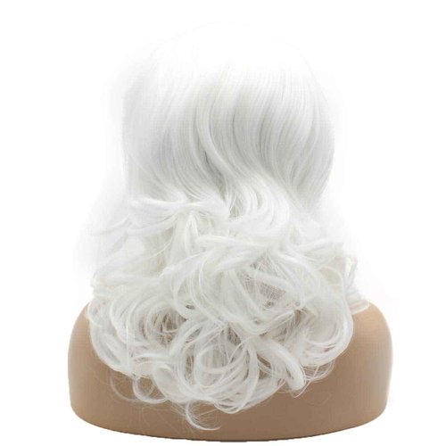 Lushy Medium Length White Wig Heat Friendly Heavy Density Realistic Synthetic Lace Front Wig