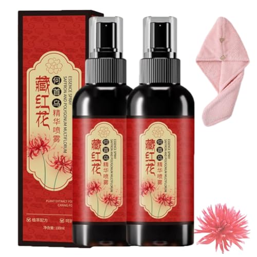 Saffron Hair Blackening Spray, Black Hair Spray, Saffron Hair Spray, Natural Plant Saffrons and Polygonum Multiflorum Essence Spray, Improve Dryness and Frizz, For All Hair Types