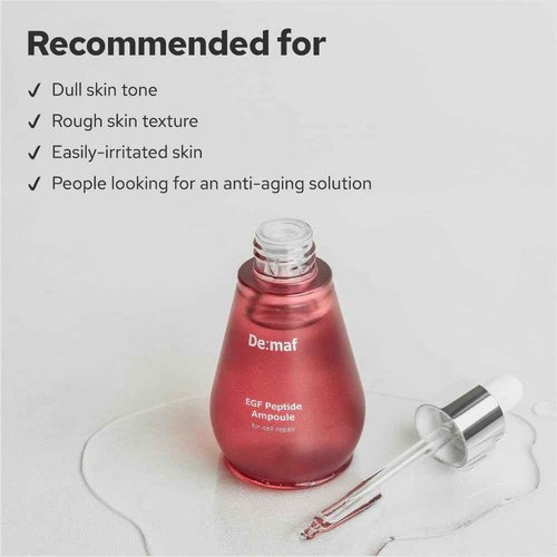 EGF Peptide Ampoule, Epidermal Growth Factors, Peptide, Collagen, Hyaluronic Acid, and Evening Primrose Extract for Skin Elasticity and Skin Cell Renewal, Korean Skincare (1.86 fl oz)