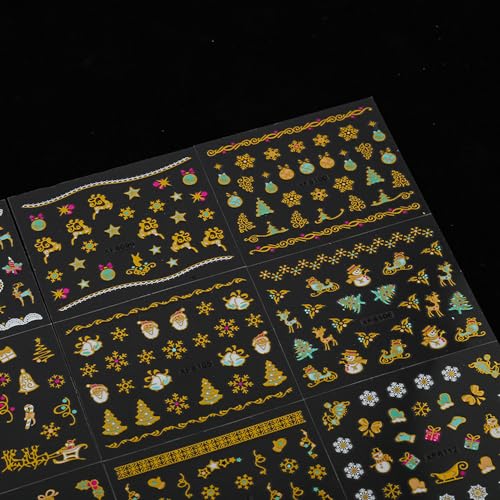 24Sheets Christmas Nail Art Stickers 3D Self-Adhesive Nail Decals Snowflake Santa Claus Elk Snowman Nail Pegatinas U?as Supplies Holiday Nail Art Design Decoration Accessories