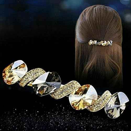 2pcs Sparkly Colored Crystal Rhinestone Hair Barrettes French Hair Clips Hairpin Hair Accessories for Women Girls (2 colors)