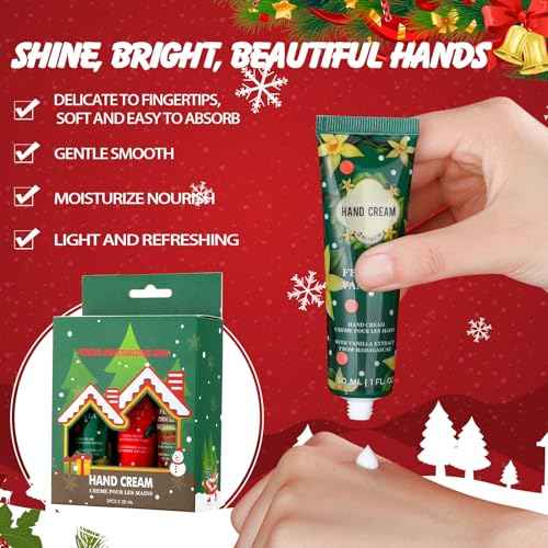 10 Set Christmas Hand Cream Gift Bulk with Gift Boxes 30 Pcs Travel Size Moisturizing Hand Lotions for Christmas Stocking Stuffers Xmas Party Favors Holiday Gifts for Women Mom(Xmas Tree)