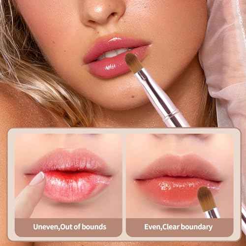3 Pack Retractable Lip Brush for Lipstick,Yoizyfree Retractable Lip Brushes Double-Ended Travel Lip Makeup Brush Set for Lipstick Lip Gloss Include Lid