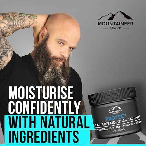 Mountaineer Brand All Natural Moisturizer and After Shave Balm for Men | Bald Head Care | Non-Greasy Scalp and Face Lotion | Refresing Natural Scent | Made in USA | 2oz