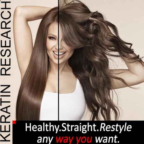 KERATIN RESEARCH Brazilian Keratin Hair Straightening and Smoothing Blowout Treatment Professional Organic Results shiny Hair with Natural look Queratina Keratina (4 OZ Original)