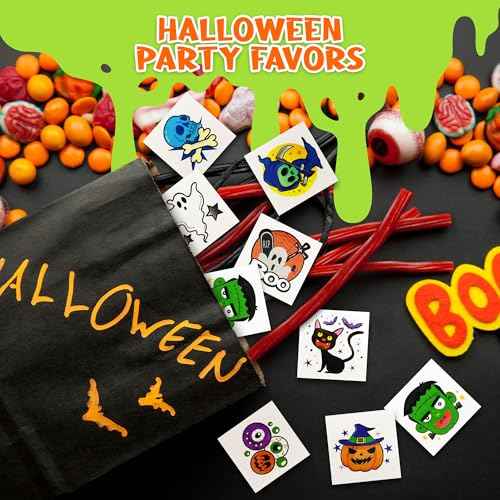 ArtCreativity Individual Halloween Temporary Tattoos for Kids - Pack of 160-2 Inch Non-Toxic Tattoos in 8 Spooky Designs - Trick or Treat Halloween Gifts, Party Favors Supplies, and Goodie Bag Fillers