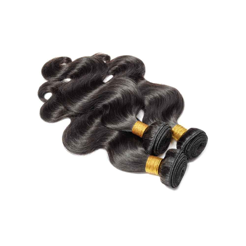 Huarisi 10A Brazilian Body Wave Human Hair Bundles, 24-26 Inch, 100% Unprocessed Virgin, 2 Bundles for Women, Natural Black, Sew-In Installation