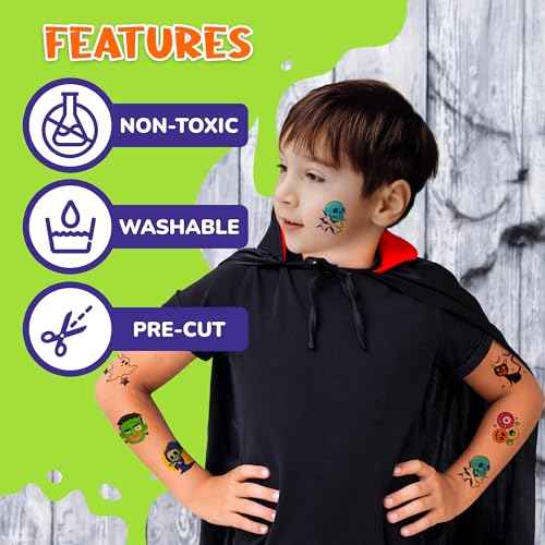 ArtCreativity Individual Halloween Temporary Tattoos for Kids - Pack of 160-2 Inch Non-Toxic Tattoos in 8 Spooky Designs - Trick or Treat Halloween Gifts, Party Favors Supplies, and Goodie Bag Fillers