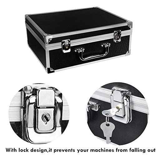 Yuelong Black Tattoo Makeup Carry Case - 12.6" x 9.5" x 5.1" Double Lock Key Aluminum Storage with Sponge