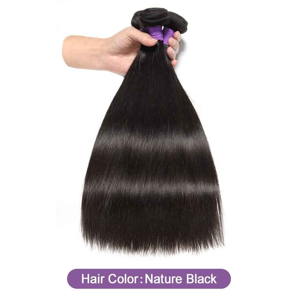 Genrein 10A Peruvian Straight Human Hair 3 Bundles Deals 18 20 22 Inch 100% Unprocessed Virgin Straight Hair Weave Bundles 1B Color for Black Women