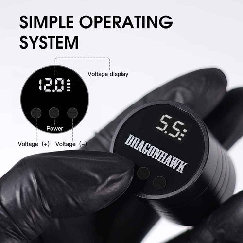 Dragonhawk Tour Y23 Wireless Tattoo Kit 2 Replaceable Batteries Tattoo Pen Machine Gun Kit with 6 Strokes Length Change