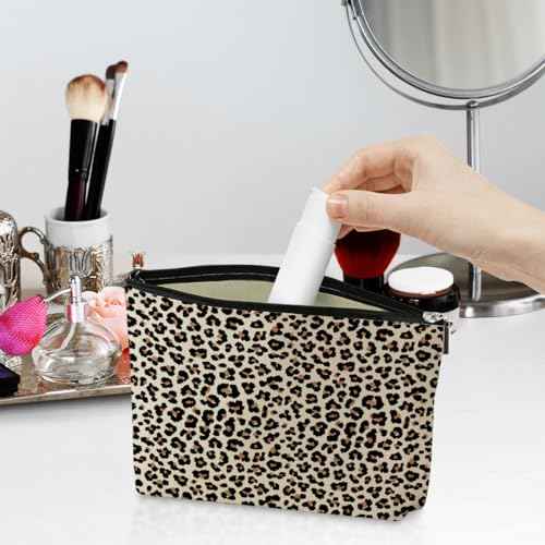 Leopard Makeup Bag Leopard Print Cheetah Print Leopard Lovers Gift Christmas Birthday Gifts for Women Jungle Animal Lovers Girl Daughter Best Friend Bestie Sister Her Cosmetic Bag Travel Toiletry Bag