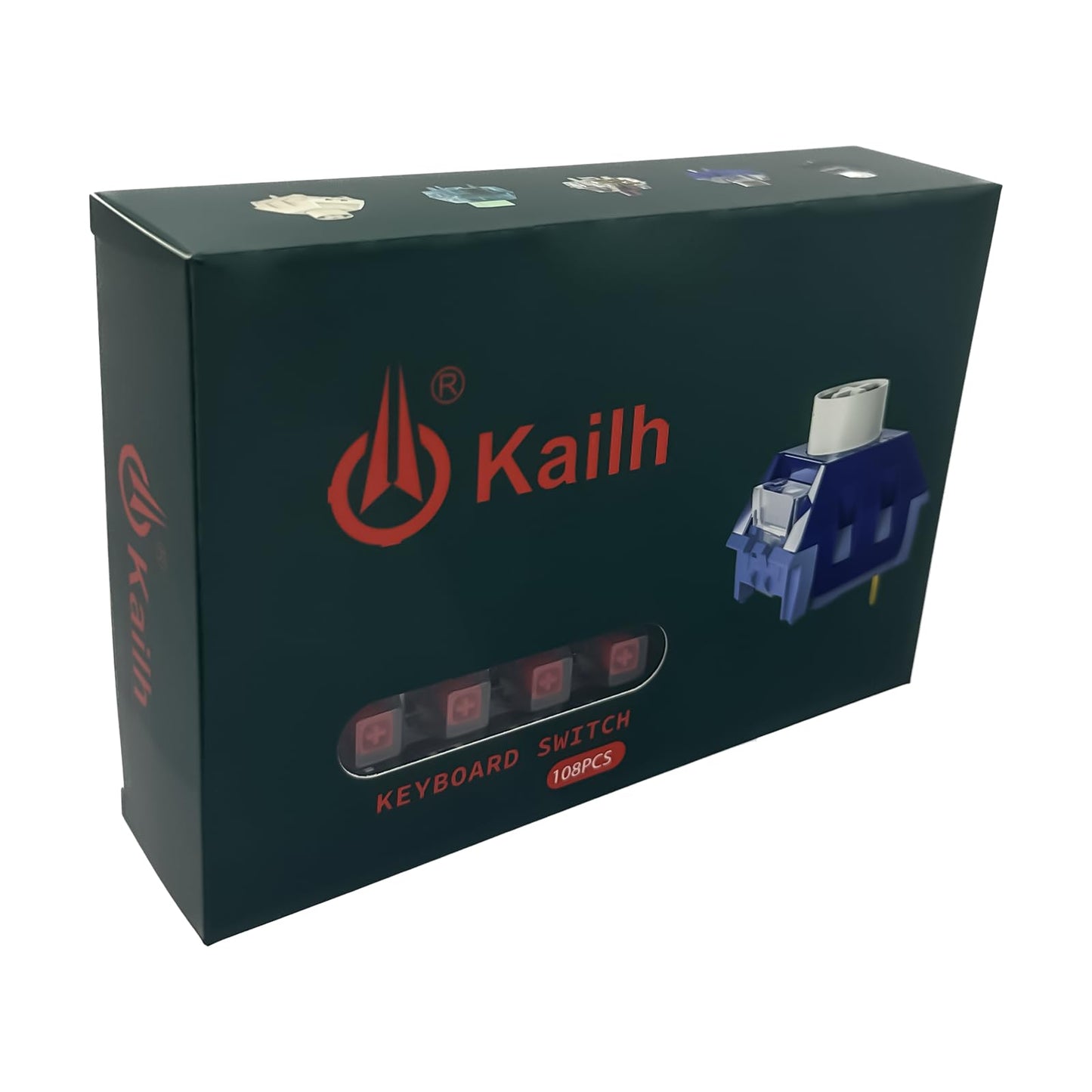 Zjmehty Kailh Box Red Switches for Mechanical Keyboard,3-Pin 45gf Linear/Factory Lubed/Dust&Waterproof Switches(Kailh Box Red,108Pcs)