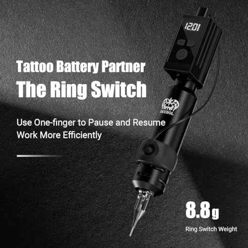 Neebol Wireless Tattoo Gun Kit, 1450mAh Battery with Ring Switch Design, Rotary Tattoo Pen, 20 Cartridge Needles, Complete Tattoo Gun Kit for Beginners and Professionals, Cordless Machine, Golden