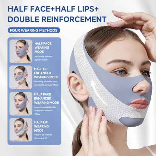 2 Pack V Line Lifting Mask with Chin Strap for Sleeping, Reusable Chin Strap for Double Chin for Women, Adjustable Chin Strap, Jaw Exerciser