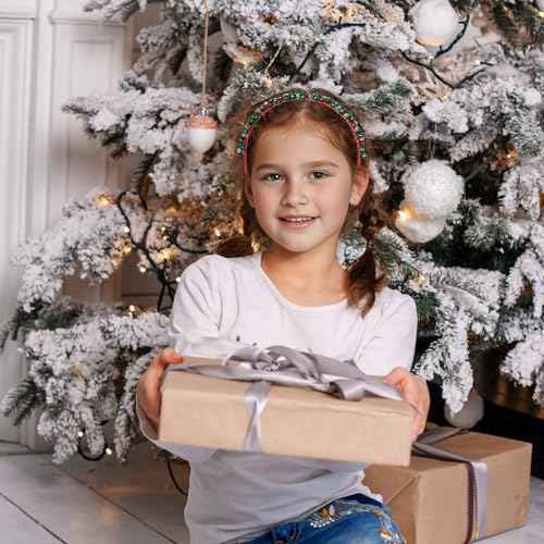 choyaxo 2 Pack Christmas Headbands Christmas Hair Accessories Red Green Bell Present Headband for Women Girls