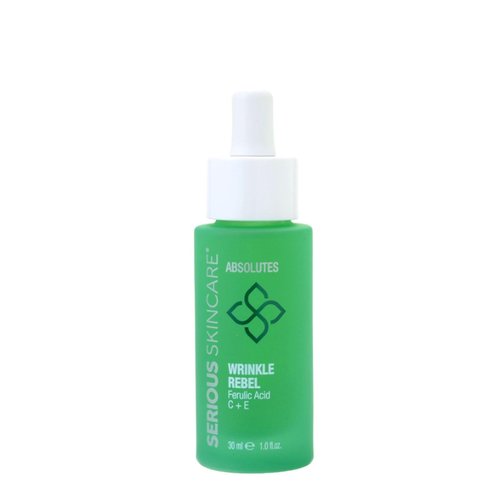 Serious Skincare Vitamin C Face Serum with Ferulic Acid, Bakuchiol, Vitamin E, B5, Absolutes Wrinkle Rebel Anti-Aging Face Serum for Fine Lines, Wrinkles and Dark Spots, 1 oz.