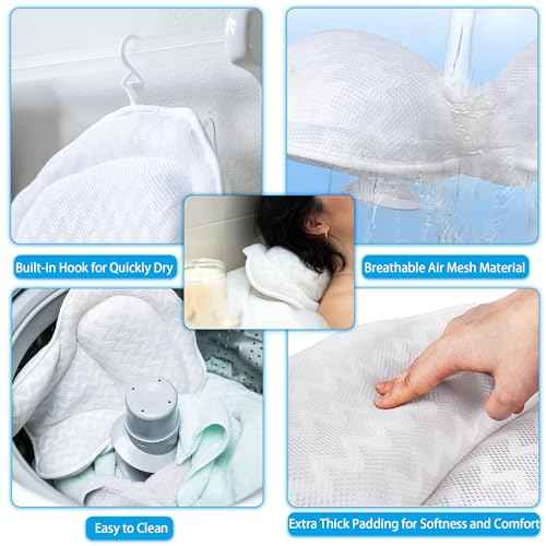 Expandable Folding Bathtub Tray and Tub Pillow, with Handmade Shower Cap and Bathing Luffa Noodle 2-Piece Set