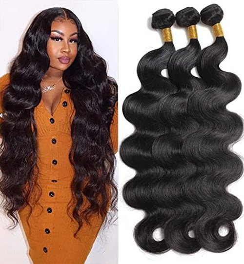 Body Wave Bundles Human Hair (20 22 24Inch) 10A Brazilian Human Hair Bundles Body Wave 3 Bundles 100% Unprocessed Brazilian Virgin Hair Body Wave 3 Bundles Human Hair Extensions Natural Black Color